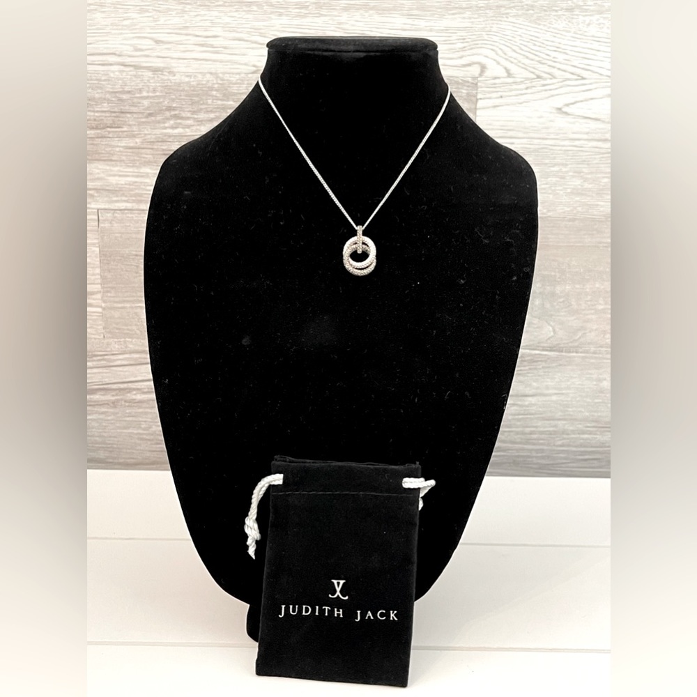 Judith Jack Sterling Silver Double Circle Necklace with Swarovski Marcasite